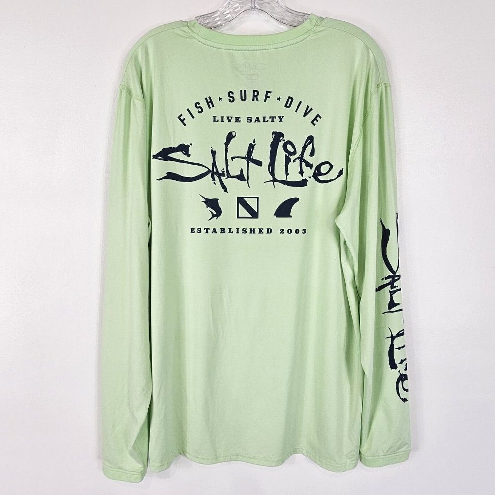 Salt Life Watermans Trifecta Performance T Shirt Mens Size Large Pistachio Green - Picture 3 of 14